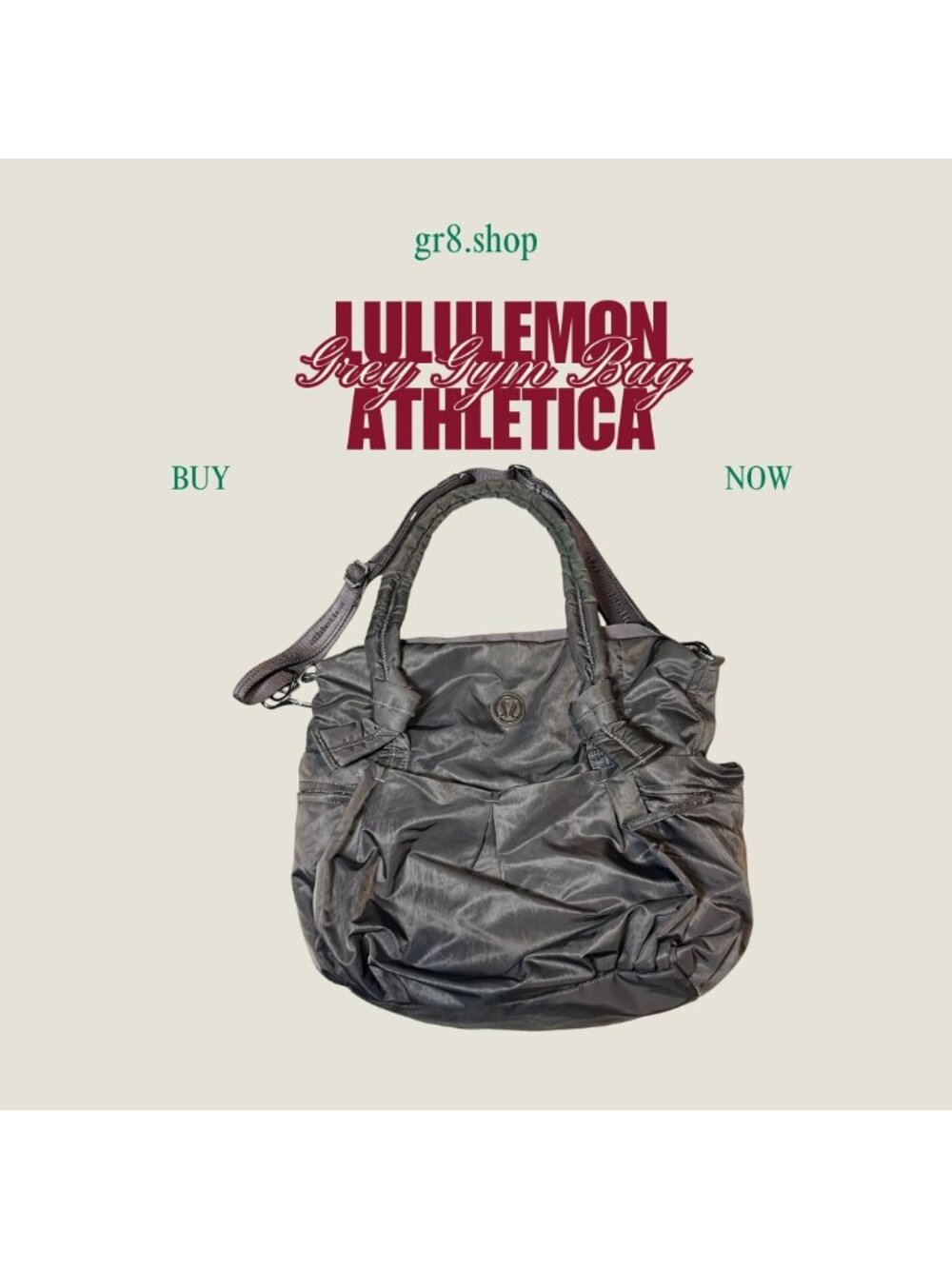 Lululemon Athletica Grey Gym Bag Spacious Lightweight Durable Stylish